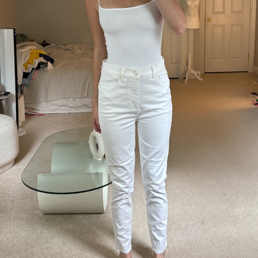 Ann Taylor the skinny Women's White High-Waisted Pants